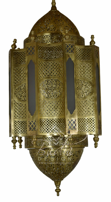 Brass Chandelier with White Glass