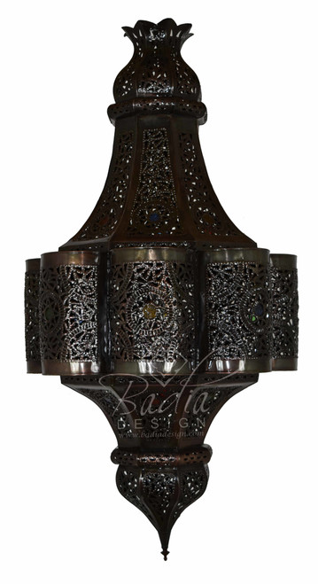 Hanging Lantern with Multi-Color Glass Eyelets - LIG408