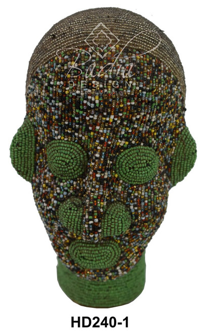 Handmade African Beaded Head Sculptures - HD240