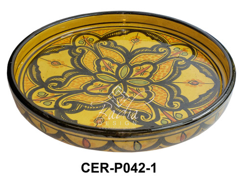 Hand Painted Ceramic Plates with High Rim - CER-P042