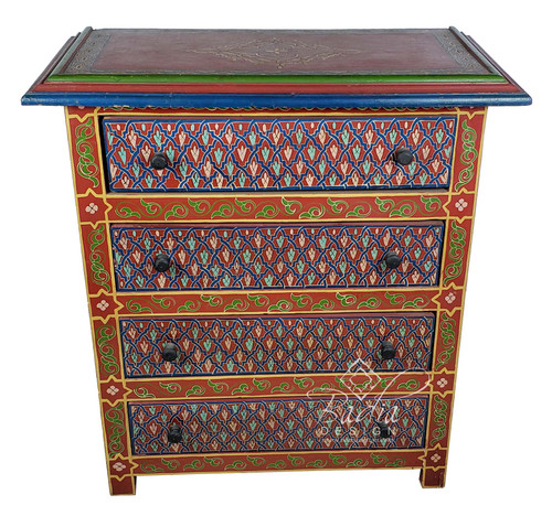 Red Vintage Hand Painted Wooden Dresser - HP-CA055