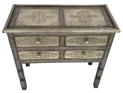 Silver Nickel Cabinet with Four Drawers - NK-CA055