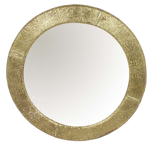 Round Embossed Brass Mirror - M-EM024