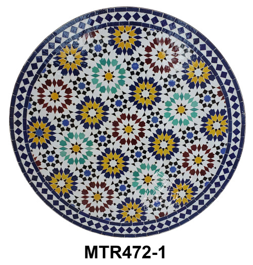 39 Inch Vivid Color Moroccan Mosaic Tile Table Top - MTR472