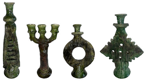 Green Hand Painted Tamegroute Fixtures - CER-C010