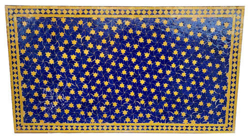63" x 36" Blue and Yellow Rectangular Shaped Intricately Designed Tile Table Top - MT783