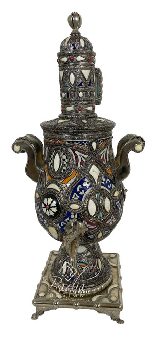 Large Multi-Color Metal and Ceramic Teapot - CER040