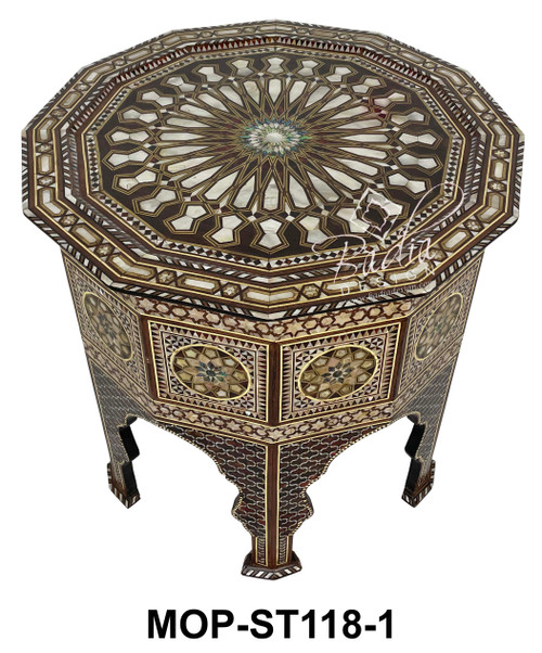 Wide Mother of Pearl Inlaid Side Table - MOP-ST118