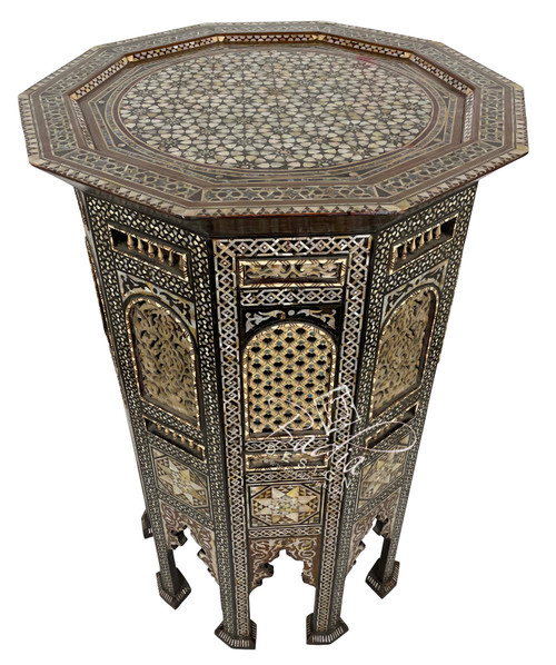 Tall Mother of Pearl Inlaid Side Table - MOP-ST119