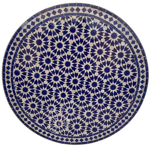 39 Inch Round Moroccan Mosaic Tile Table Top - MTR498