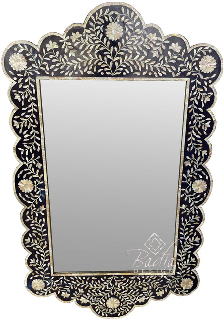 Rectangular Shaped White Mother of Pearl Inlay Mirror - M-MOP052