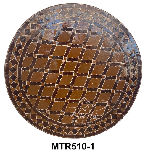 24 Inch Round Intricately Designed Tile Table Top - MTR510