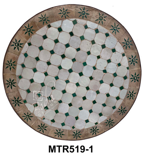 24 Inch Round Mosaic Tile Table Top - MTR519