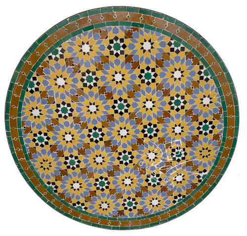 39 Inch Round Moroccan Mosaic Tile Table Top - MTR521