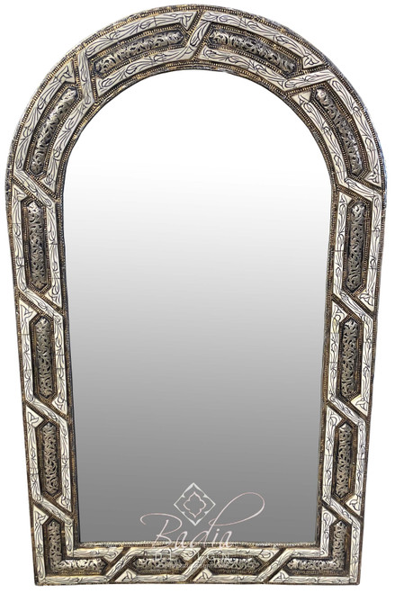 Rectangular Shaped Metal and White Bone Mirror - M-MB107