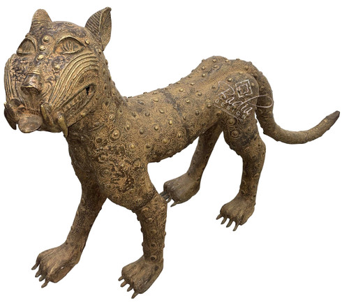 Antique Brass African Sabertooth Tiger - HD279