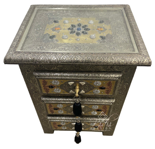 Metal and Multi-Color Bone Nightstand - MB-CA081