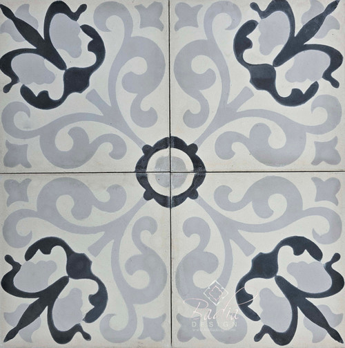 Moroccan Black and Gray Cement Floor Tile - CT124