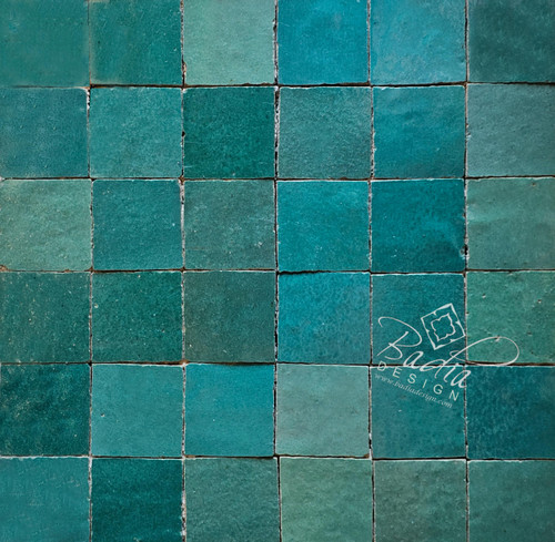 Moroccan Multi-Shade Green Glazed Zellige Mosaic Tile from Badia Design ...