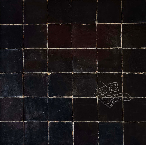 Black Glazed Zellige Mosaic Tile - TM123