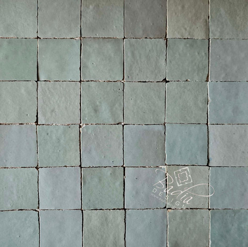 Multi-Shade Light Green Glazed Zellige Mosaic Tile - TM124