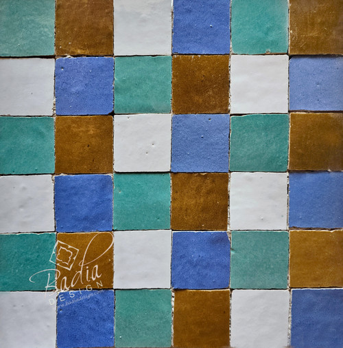 Multi-Color Checkered Glazed Zellige Tile - TM131