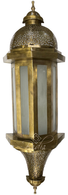 Intricately Designed Brass Wall Sconce with White Glass - WL252