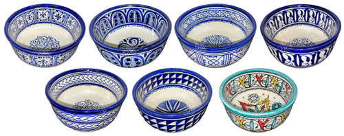 6 Inch Wide Multi-Color Hand Painted Ceramic Bowls - CER-B024
