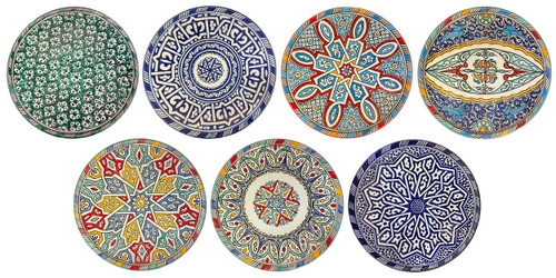 11 Inch Wide Hand Painted Multi-Color Ceramic Plates - CER-P046