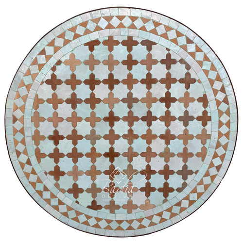 24 Inch Intricately Designed Round Tile Table Top - MTR551