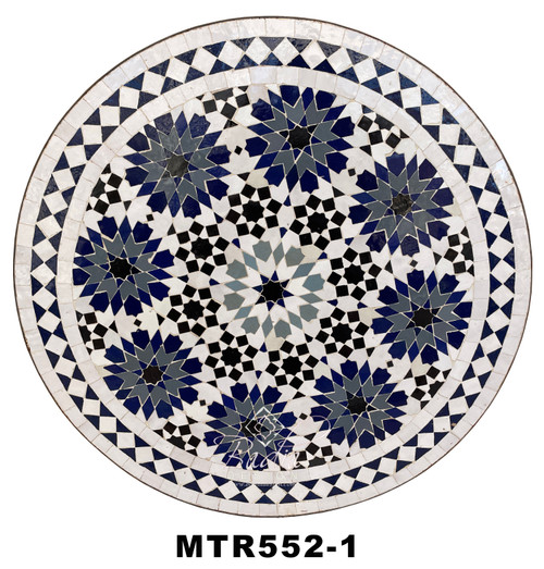 24 Inch Intricately Designed Round Tile Table Top - MTR552