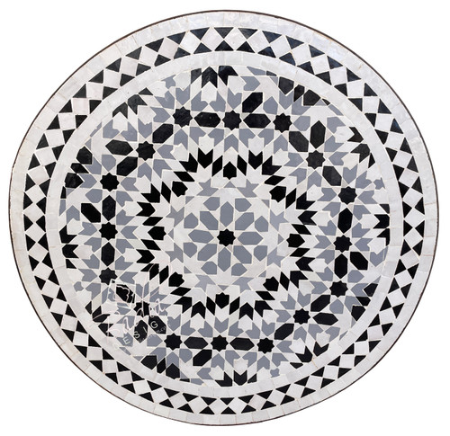 24 Inch Intricately Designed Round Tile Table Top - MTR561