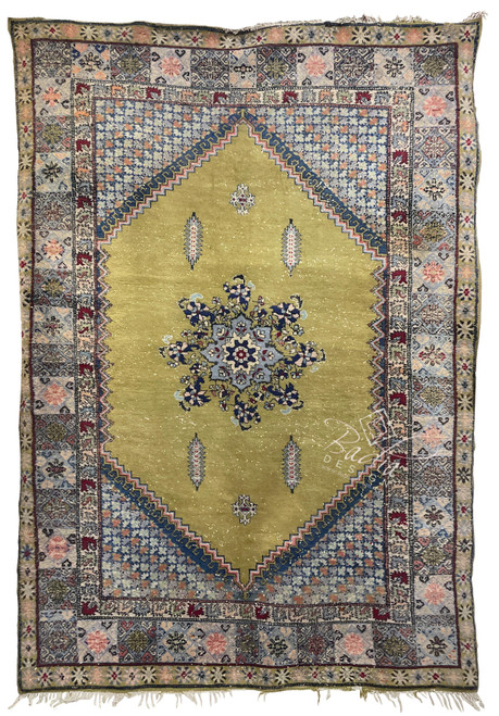 Green Multi-Color Handwoven Berber Rug - R038