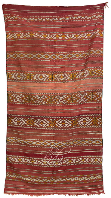 Red Authentic Kilim Rug with Tribal Designs - R0225