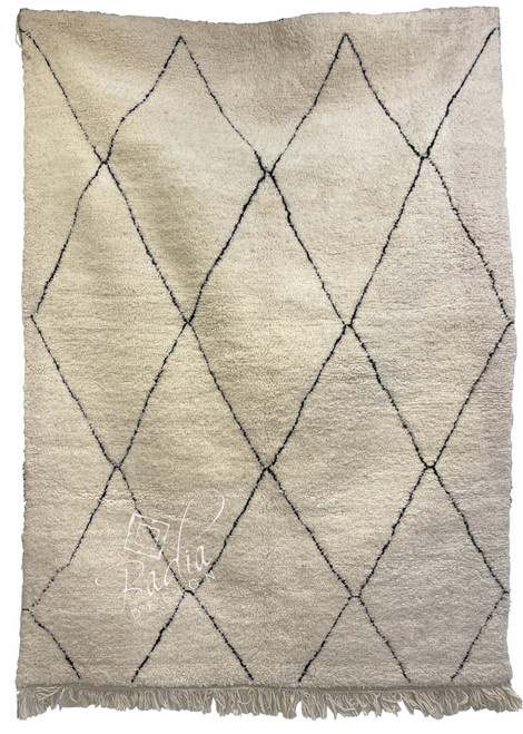 Small Cream Color Moroccan Rug with Geometric Designs - R0188