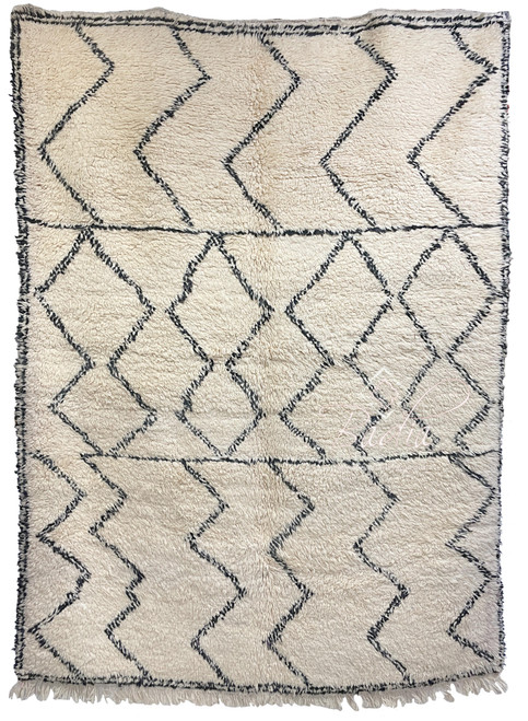 Cream Color Moroccan Rug with Geometric Designs - R0194