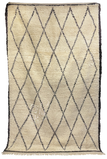 Cream Color Moroccan Rug with Geometric Designs - R0198