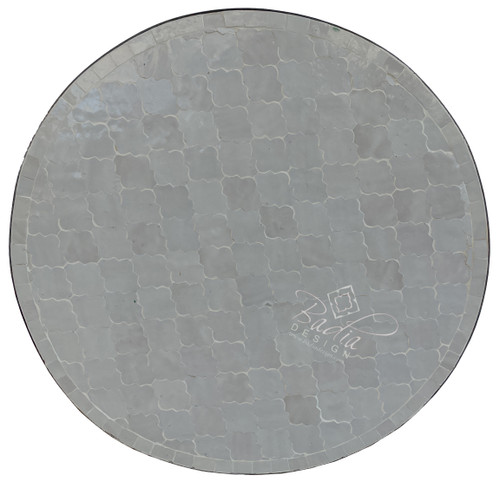 24 Inch Intricately Designed Off White Round Tile Table Top - MTR582