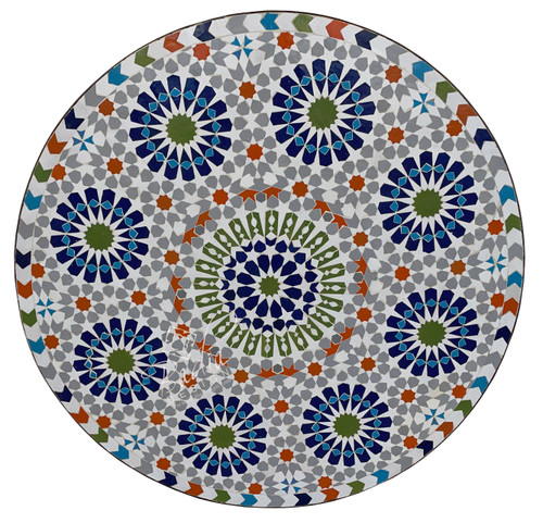 32 Inch Intricately Designed Round Tile Table Top - MTR586