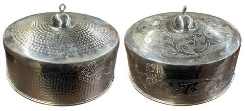 Round Silver Container with Lid - HD308