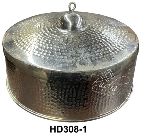 Round Silver Container with Lid - HD308