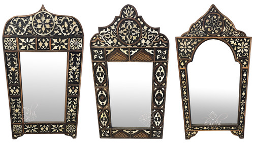 Rectangular Shaped Camel Bone and Wood Mirrors - M-MB119