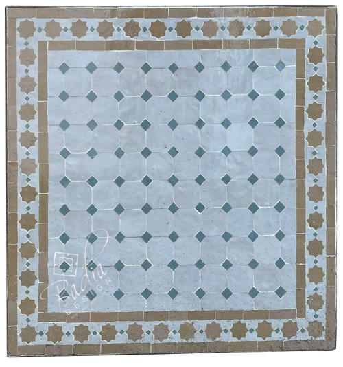  24 Inch Beige Moroccan Square Tile Table Top - MT840