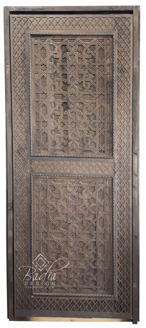 Dark Stained Hand Carved Wooden Door - CWD055