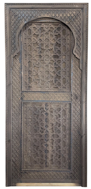 Dark Stained Hand Carved Wooden Door - CWD056