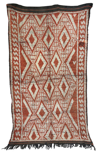 Red Multi-Color Vintage Rug with Tribal Designs - R0310