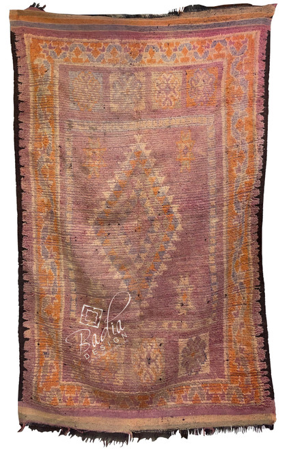 Vintage Multi-Color Berber Rug with Tribal Designs - R0318