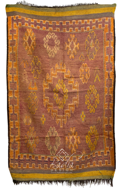 Small Multi-Color Moroccan Rug with Tribal Designs - R0332