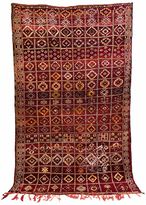 Red Multi-Color Moroccan Rug with Tribal Designs - R0147
