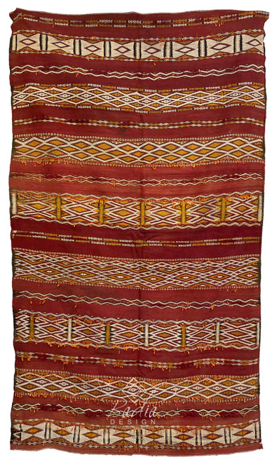 Red Multi-Color Handmade Moroccan Kilim Rug - R0261